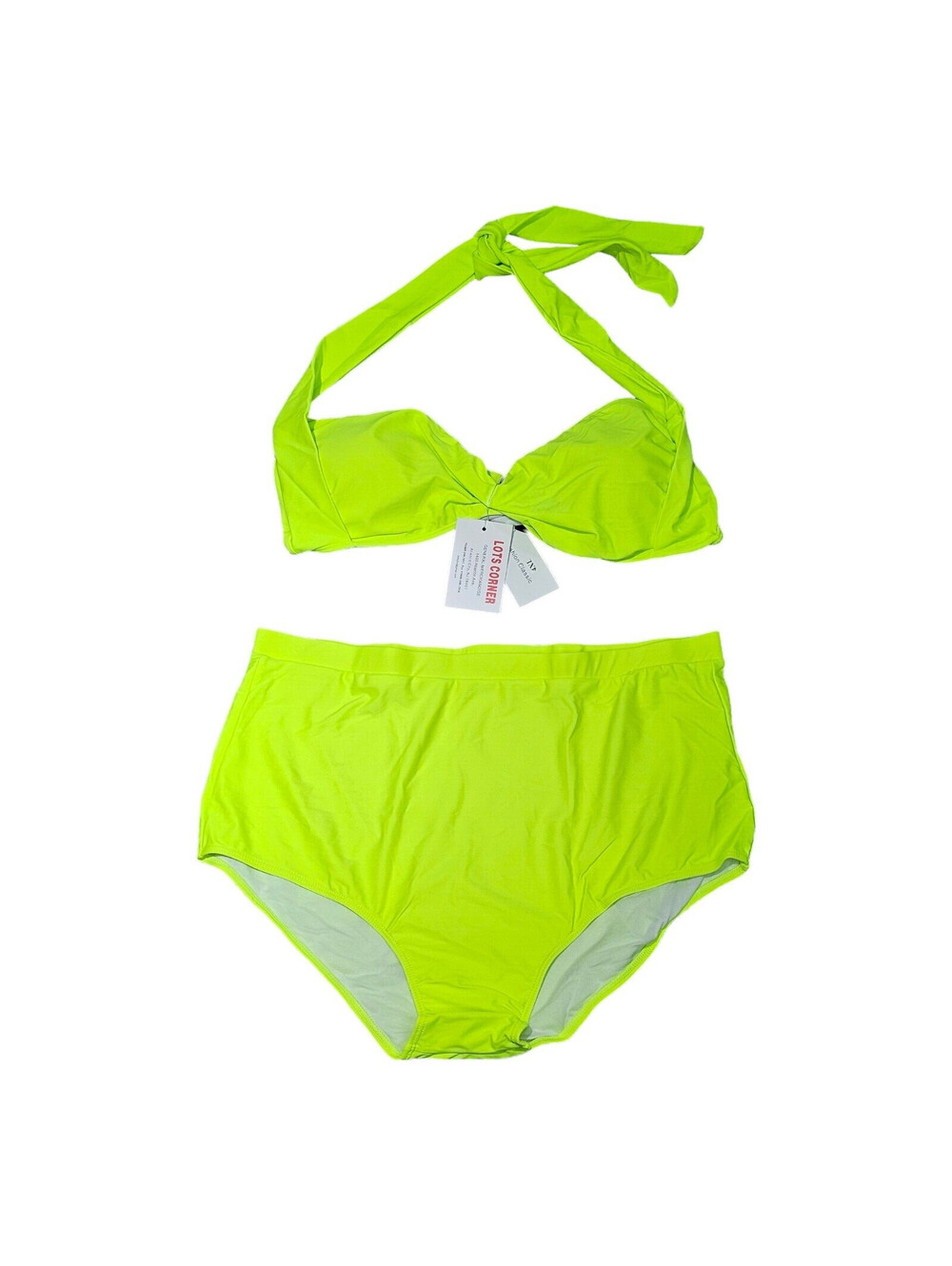 Unbranded Womens 4XL 2 piece Bikini Swimsuit Set Neo Yellow High Waisted